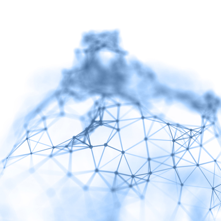 Abstract cybernetic particles background. Plexus fantasy technology background.の写真素材