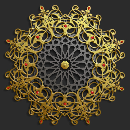 A Islamic oriental pattern set, Abstract vector circle ornament collection.のイラスト素材