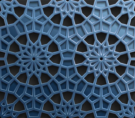 Blue oriental patterns arabic geometric ornament collectionのイラスト素材