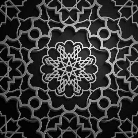 Set of Islamic oriental patterns, Seamless Arabic geometric ornament collection. Vector traditional Muslim background. east culture, Indian heritage, arabesque, Persian motif 3D Ramadan Kareem.のイラスト素材