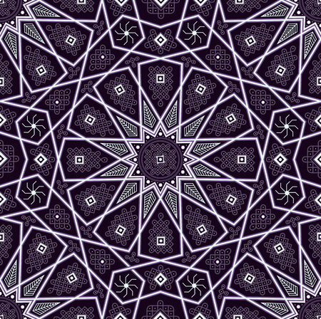 Set of islamic oriental patterns, Seamless arabic geometric ornament collection. Vector traditional muslim background. east culture, indian heritage, arabesque, persian motif. Ramadan kareem. violetのイラスト素材