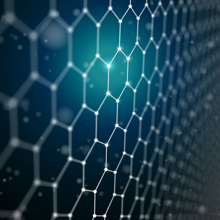 Futuristic Hexagon Pattern Abstract Background. 3d Render Illustration. Space surface. Dark sci-fi...