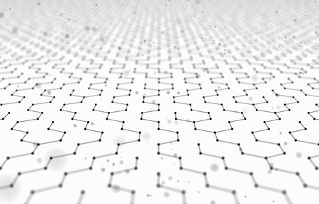 Futuristic Hexagon Pattern Abstract Background. 3d Render Illustration. Space surface. Light sci-fi...