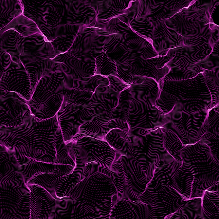 Futuristic Abstract Background. 3d Render Illustration. Warp surface. Distortion. Space surface. sci-fi backdrop. Dots and lines connections. Big data wireframe.の写真素材