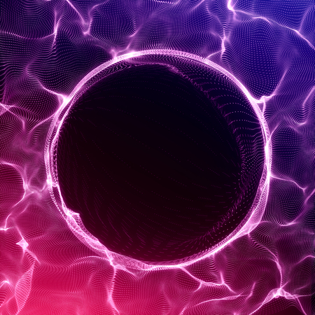 Futuristic Background. Lightning vortex background. 3D render illustrator. Abstract Tunnel. Futuristic Style. Turning Tube. Perspective Backdrop. Frame with space for copy.の写真素材