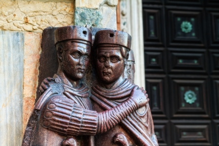 The Tetrarchs  Antique Statue of the Tetrarchs at San Marco in Veniceの写真素材