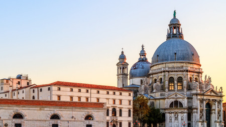 Santa Maria della Salute  Famous Church in Venice in the Sunsetの写真素材