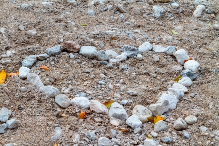 Stones shaped to a heart in a valley near Neuschwanstein in autumn October, taken in Bavaria, Germanyの写真素材