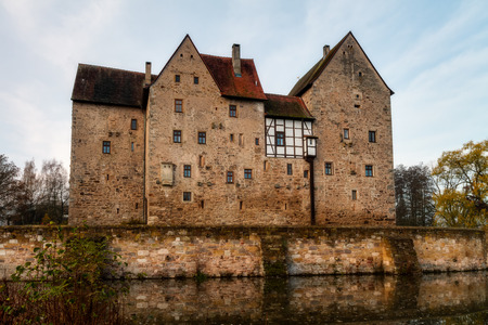 Franconian Water Castle Brennhausen in the Morning  Shot in November on a warm morningのeditorial素材