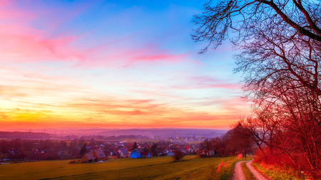 Winter Sunset Silhouettesの写真素材