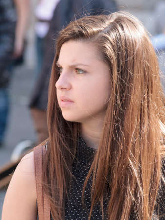 Editorial  ROME, ITALY - MARCH 29 2014  Young adult female tourist in the old town on MARCH 29 2014 in Rome in Italyのeditorial素材