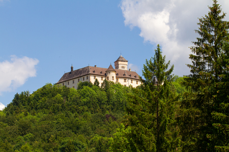 Castle Weissenstein in Upper Franconia, Bavaria, Germany   Europe  Picture was taken in the forest hillst on a warm and sunny spring day with lovely cloudsのeditorial素材