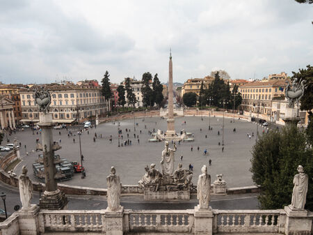 View on the Piazza del Popolo in the Morningのeditorial素材