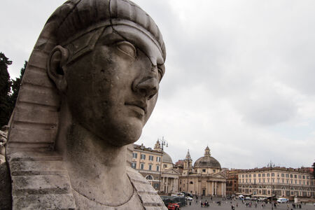 Sphinx Statue at the Piazza del Popolo in Romeのeditorial素材