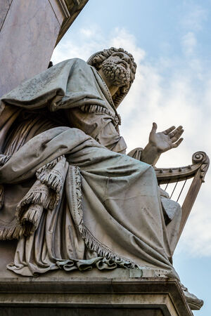 Famous Architecture and Landmark fountain Fontana di Trevi in Rome, Italyの写真素材