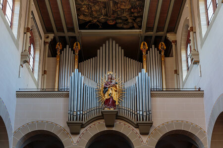 OFFENBURG, GERMANY - NOVEMBER 09 2014: Lovely Organ in a church in Offenburgのeditorial素材