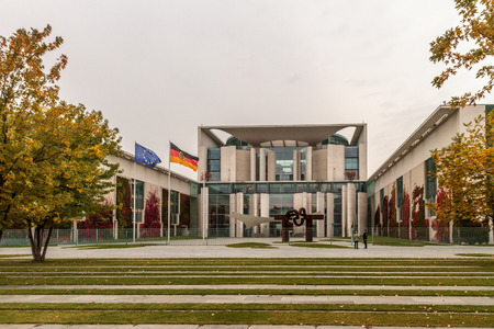 BERLIN, GERMANY - OCTOBER 13 2012: Outdoor picture of the Office of the Chancellorのeditorial素材