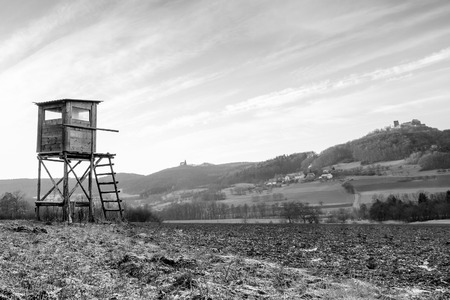 Bavarian Winter Landscape with view on the Giechburg Castle Ruin in Northern Franconia, Germanyのeditorial素材