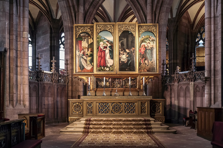 FREIBURG, GERMANY - DECEMBER 13 2014: Baroque High Altar in Freiburg Cathedralのeditorial素材