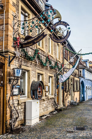 PRICHSENSTADT, GERMANY - JANUARY 06 2014: Historical City of Prichsenstadt with Medieval Towers and Buildings in Bavaria, Germanyのeditorial素材
