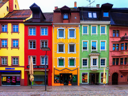 VILLINGEN, GERMANY - NOVEMBER 09 2014: German City of Villingen. Medieval Old Town with historical buildings in the Morning in Baden Wurttembergのeditorial素材