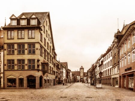 VILLINGEN, GERMANY - NOVEMBER 09 2014: German City of Villingen. Medieval Old Town with historical buildings in the Morning in Baden Wurttembergのeditorial素材