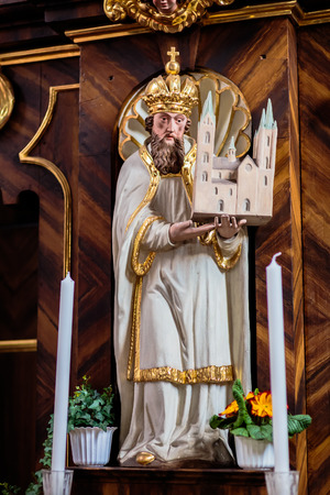 TICKS VILLAGE, BAVARIA / GERMANY - April 04 2015: Interior shot of the famous mountain chapel near Guegel Schesslitzview in Bavaria, Germanyのeditorial素材