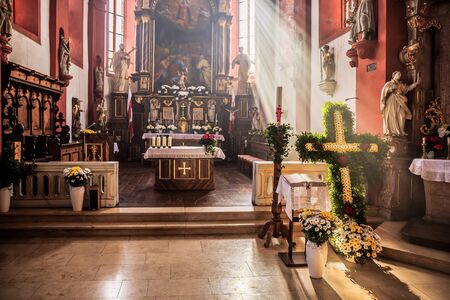 Schesslitzview, GERMANY - April 06 2015: Traditional Christian Catholic Church service on Easter on...