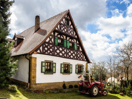 Half Timberd Historical House in a Franconia Villageのeditorial素材