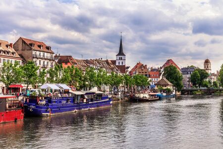 STRASBOURG FRANCE 16 MAY 2015: Historical european picturesque Town of Strasbourg France. Historical Half Timbered Housesのeditorial素材