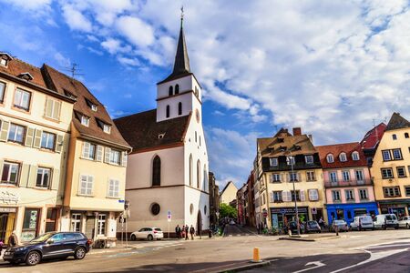 STRASBOURG FRANCE 16 MAY 2015: Historical european picturesque Town of Strasbourg France. Historical Half Timbered Housesのeditorial素材