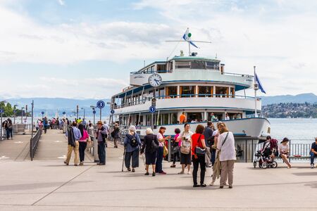 ZURICH SWITZERLAND MAY 14 2015: Inner City of Zurich Switzerland. Old Town at the riverのeditorial素材