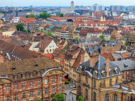 STRASBOURG, FRANCE - MAY 16 2015: Historical picturesque european Town of Strasbourg, France. Historical Half Timbered Houses. Vintage Black and Whiteのeditorial素材