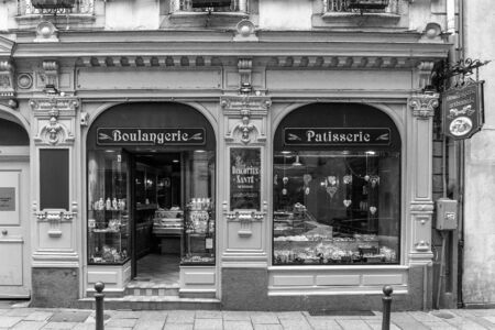 STRASBOURG, FRANCE - MAY 16 2015: Historical picturesque european Town of Strasbourg, France. Historical Half Timbered Houses. Vintage Black and Whiteのeditorial素材