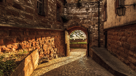 Giechburg Castle Ruin in Franconia, Germany near Bamberg in early summer June. Landmark with Lovely medieval architectureのeditorial素材