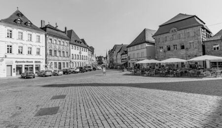 FORCHHEIM, GERMANY - August 12 2015: Historical buildings on a hot summer day in the inner city of the Franconian town of Forchheim. Clear blue sky and Summer Heatのeditorial素材