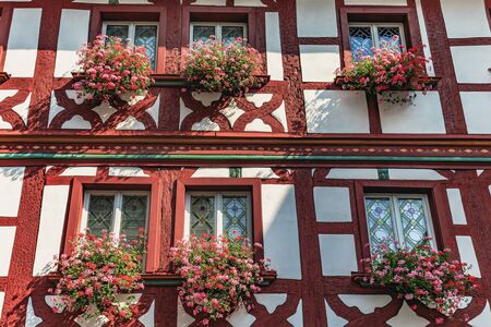 FORCHHEIM, GERMANY - August 12 2015: Historical buildings on a hot summer day in the inner city of the Franconian town of Forchheim. Clear blue sky and Summer Heatのeditorial素材