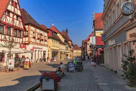 FORCHHEIM, GERMANY - August 12 2015: Historical buildings on a hot summer day in the inner city of the Franconian town of Forchheim. Clear blue sky and Summer Heatのeditorial素材