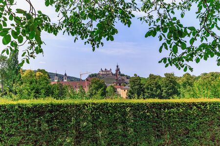 WUERZBURG, GERMANY - AUGUST 14 2015: Wuerzburg Old Town and Inner City in Franconia, Germany in Bavaria on a warm summer august day. Picturesque historical buildingsのeditorial素材