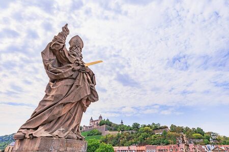 WUERZBURG, GERMANY - AUGUST 14 2015: Wuerzburg Old Town and Inner City in Franconia, Germany in Bavaria on a warm summer august day. Picturesque historical buildingsのeditorial素材