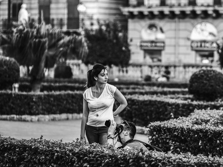 PALERMO, ITALY - SEPTEMBER 21 2015: Buildings in the City of Palermo on a warm late summer dayのeditorial素材