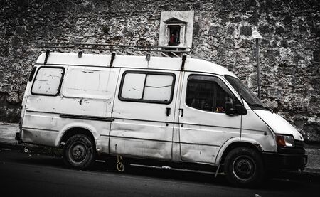 PALERMO, ITALY - OCTOBER 10 2015: Old vintage cars parking in palermoのeditorial素材