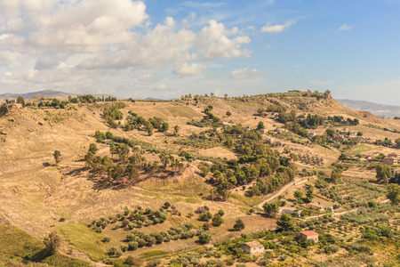 Mediterranean Agricento on Sicily, Italy. Lovely warm orange colors of this southern city at the coastの写真素材