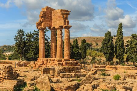 Valley of Temples, Agrigento Sicily in Italy. Famous ancient greek temples of Agrigento, Sicily on a warm autumn day. Mediterranean atmosphereの写真素材