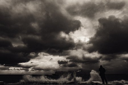 PALERMO, ITALY - NOVEMBER 01 2015: Picture from the stormy and wet November 1st in the sicilian...
