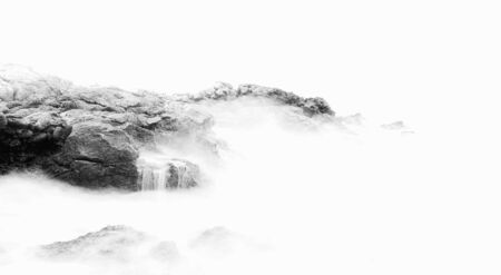 Coastal Landscape of Sicily in the Morning. Cloudy sky and waves at the seaの写真素材
