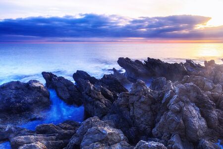 Coastal Sunrise Landscape in Sicily, Italyの写真素材