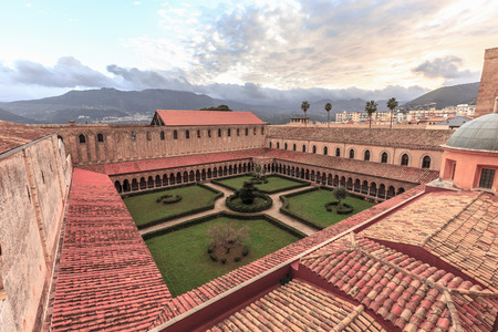 MONREALE, ITALY - JANUARY 05 2016: Outdoor Cathedral of Monreale. Warm Winter January. Travel and...