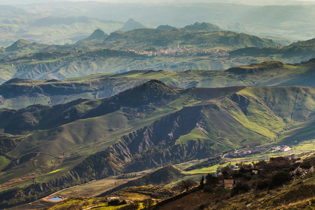 Cammarata in Central Sicily. Green Winter Landscape