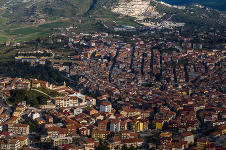 City of Cammarata in Central Sicily. Mediterranean Medieval City, built in the mountain of Cammarataの写真素材